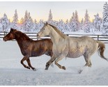31.5&quot; X 44&quot; Panel Horses Mustangs Call of the Wild Cotton Fabric Panel D... - £9.06 GBP