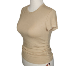 OGL Naked Sensation Eco-MiyaMoon Padded Shelf Bra Ruched Tee Shirt Tan Size M - $19.99