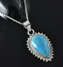 925 Sterling Silver Sleeping Beauty Turquoise Gemstone Handmade Pendant FSP-2550 - £46.13 GBP