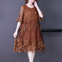 Women Fashion  Embroidery  Midi Dress 2022 New Short Sleeve  Out  Dress Summer E - £145.99 GBP