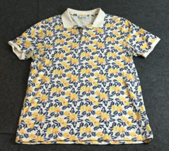 Ben Sherman Floral Print Polo Shirt Men&#39;s Large Ivory Yellow Blue Flower... - £15.26 GBP