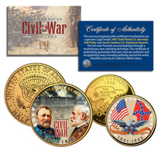 American CIVIL WAR 24K Gold Plated Quarter SC &amp; JFK Half Dollar U.S. 2-C... - £11.13 GBP