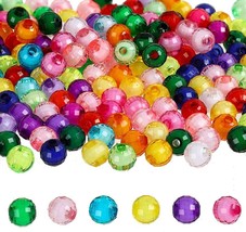 50 Acrylic Disco Beads 8mm Mixed Faceted Jewelry Supplies Translucent BULK - $4.01