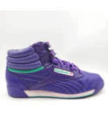 REEBOK Freestyle Classic High Top Women&#39;s 8.5 Leather Sneakers Purple Ca... - £34.89 GBP