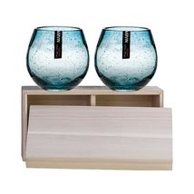 Handmade Teal Bubble Whiskey Glass Set of 2  330ml Artistic Crystal Tum... - $2,218.15 MXN