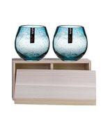 Handmade Teal Bubble Whiskey Glass Set of 2  330ml Artistic Crystal Tum... - $168.53 CAD