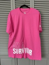 Hanes Shirt Womens Pink Tagless Warrior Cancer Ribbon Casual Ladies XL - $11.64