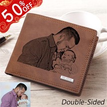 Picture Engraved Wallet PU Leather Wallet Bifold Custom Photo Engraved Wallet Fe - £28.78 GBP