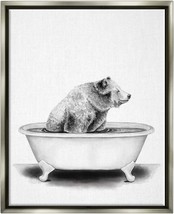 Bear In Tub Funny Animal Bathroom Drawing By Stupell Industries, Floater... - £126.45 GBP