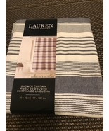 Ralph Lauren Blue White Stripe Fabric Shower Curtain 70” x 72” ~New~ - £31.63 GBP