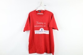 Vintage 90s Mens Large Faded Stonebridge Ranch Texas Spell Out T-Shirt Red USA - £27.02 GBP