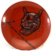 Japanese Lacquer Ware Presentation Plate / Charger With Devil or Demon S... - £49.77 GBP