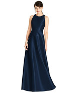 Alfred Sung 746...Sleeveless Open-Back Satin A-Line Dress...Midnight....... - $118.75