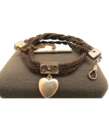 Victorian Mourning Fob Brown Woven Hair Gold Filled AHB Co 17&quot; Long Hear... - $271.54 CAD