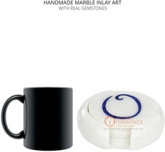 Marble Custom Coaster Set Lapis Lazuli Inlay Handicraft Arts Giving Gift... - $226.72