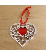 LENOX - Bejeweled Red Ruby Heart Shaped Rhinestone Silverplate Ornament Gem - $188.53 MXN