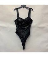 Bar III Womens L Deep Black Faux Leather Tank Top Bodysuit NWD P38 - $19.59