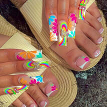 48pcs Sweet Summer Press on Nails Set + Beach Wearable French False Toen... - $135.61 MXN+
