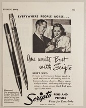 1948 Print Ad Scripto Pens &amp; Pencils Man &amp; Lady Writing Atlanta,Georgia - £8.75 GBP