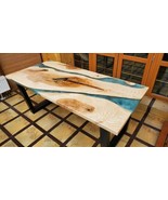 HANDI STONE Epoxy Square Table (Top and Base Both) Natural Wood Table, W... - $575.00
