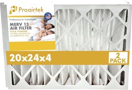 Proairtek AF20244M13SWH Model MERV13 20x24x4 Air Filters (Pack of 2) - £38.78 GBP