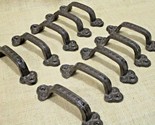10 Rustic Cabinet Handle Cast Iron Drawer Pull Door Antique Style 5 1/2&quot;... - £22.01 GBP