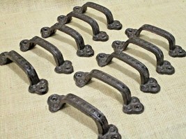 10 Rustic Cabinet Handle Cast Iron Drawer Pull Door Antique Style 5 1/2&quot;... - £21.95 GBP