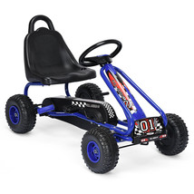 Kids Pedal Go Kart 4-Wheel Ride On Toys Car W/Adjustable Seat & Handbrake Blue - £163.65 GBP