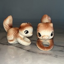 VINTAGE Tiny 1&quot; Squirrel Salt &amp; Pepper Shakers 1950s Ceramic Japan Set kitsch - $24.95