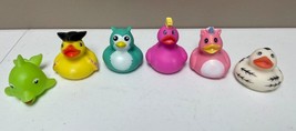 6 RINCO Rubber Bath Toys Duck Chicken Dolphin Owl Unicorn Yellow Duckie - £10.78 GBP