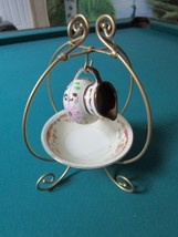 Vintage Brass CUPS/SAUCERS Extensible Holder (Includes A Creamer &amp; Saucer) - £35.05 GBP