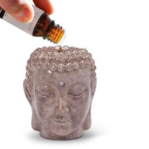 Buddha Head Oil Warmer 4.5" High Ceramic Zen Tealight Calming Style Gray