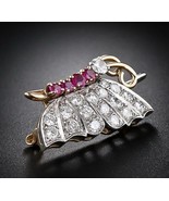 Butterfly Rendered Diamond Accent Luxury Brooch Sterling Silver, Diamond... - $340.55 CAD