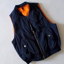 Want And Need Women Puffy Vest Blue Orange Puffer Size M - £19.40 GBP