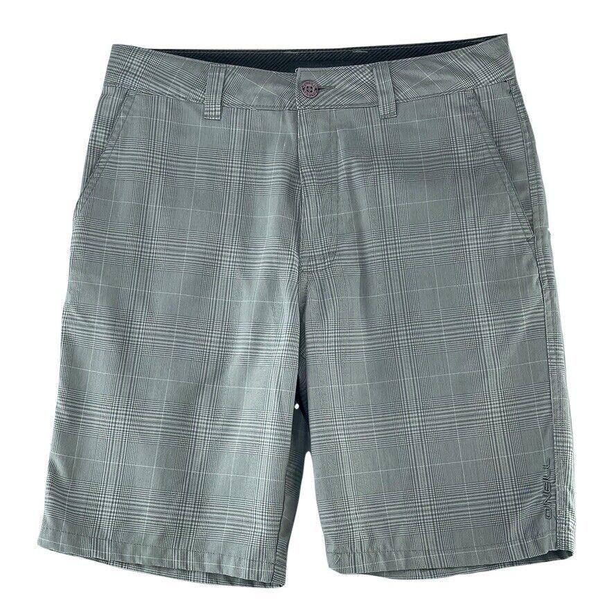 O'NEILL Shorts Gray Plaid Stretch Activewear Shorts Men's Size 31 - $14.39