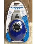 Sealed Vintage Emerson Hanging AM/FM Shower Radio With Clock Blue CK5859BL - $400.98 MXN