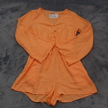 GB Overalls Womens S Orange Jumpsuit Long Sleeve Kimono VNeck Button Pol... - £17.78 GBP