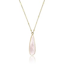 Bohemian Pink Kunzite Boho Teardrop Gold over Sterling Silver Chain Necklace - £16.26 GBP