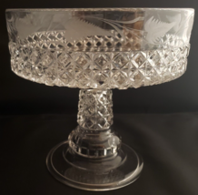 Ripley Or US Glass Mascotte Clear Cut Glass Compote No Lid Circa 1884 Made Usa - £91.59 GBP