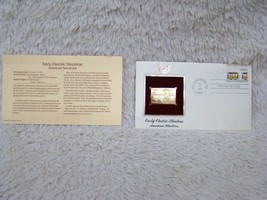 1983 Early Electric Streetcar 22Kt Gold First Day Issue Gold Replica Cover Stamp - £5.98 GBP