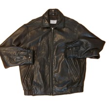 90’s Hathaway Leather Jacket Men&#39;s Medium Bomber Black Soft Moto Full Zip - $65.00