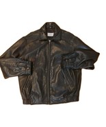 90’s Hathaway Leather Jacket Men&#39;s Medium Bomber Black Soft Moto Full Zip - $89.14 CAD