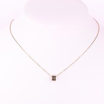 Rose Gold Tone Necklace With Jet Black Inlay & Stacked Circular Pendant - $22.99