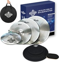 Low Volume Cymbal Pack With Drum Mute Pads, Full 5 Pc\. Mute Cymbal, Cymbal Bag. - £122.67 GBP