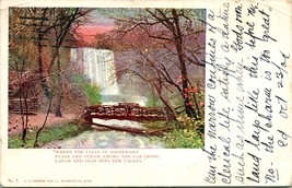 Vtg Postcard 1909 Minnehaha Falls &amp; Bridge Minneapolis MN w Poem Hammon Undiv - £6.96 GBP