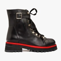 The Belgrano Black Leather Lace-Up Ankle Women Boot With a Side Zipper image 5