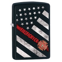 Zippo Lighter: Firefighter Flag - Black Matte 79929 - £47.10 GBP