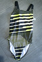 Champion Women&#39;s Olympic Style One Piece Swimsuit Yellow Green Black Size M 8/10 - £11.98 GBP