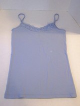 WOMEN&#39;S/JRS Nollie Cami Tank Top Adjustable Straps Lace Trim Med Blue New $15 - $10.99