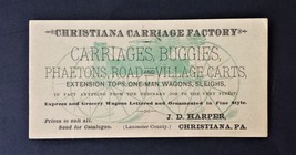 1884 Antique Christiana Carriage Buggies Pa Ad Card Lancaster Co Electoral Vote - £68.51 GBP